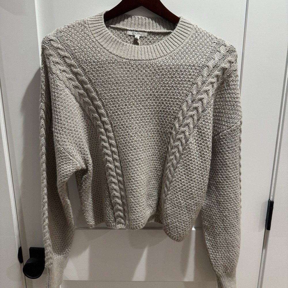 Z Supply Womens Eternal Metallic Cable Knit Sweater Size L New With Tags - Picture 6 of 6